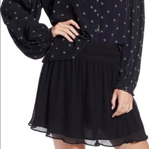 Something Navy Pleated Black Mini Skirt